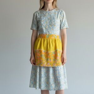 Vintage 60’s Flower Power 3 Pocket Half Apron